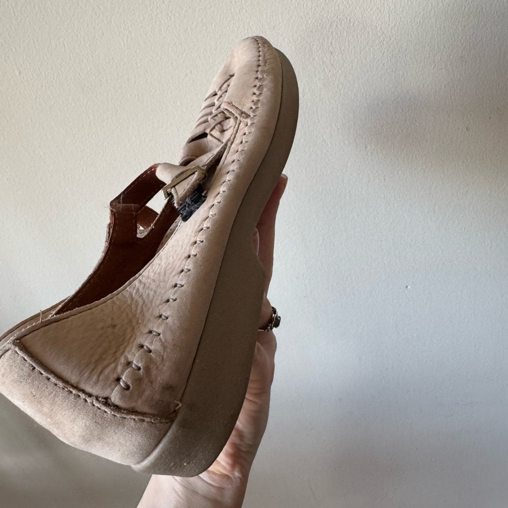 SOLD—Beige Woven Leather Mary Jane Loafers - Picture 7 of 11